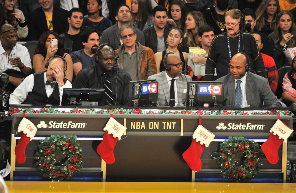 From left: The NBA on TNT crew of Ernie Johnson, Shaq, Kenny Smith and Charles Barkley.